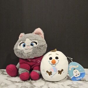 Disney Frozen Olaf Squishmallow NWT + Olaf's Frozen Adventure Gray Cat Plush Lot